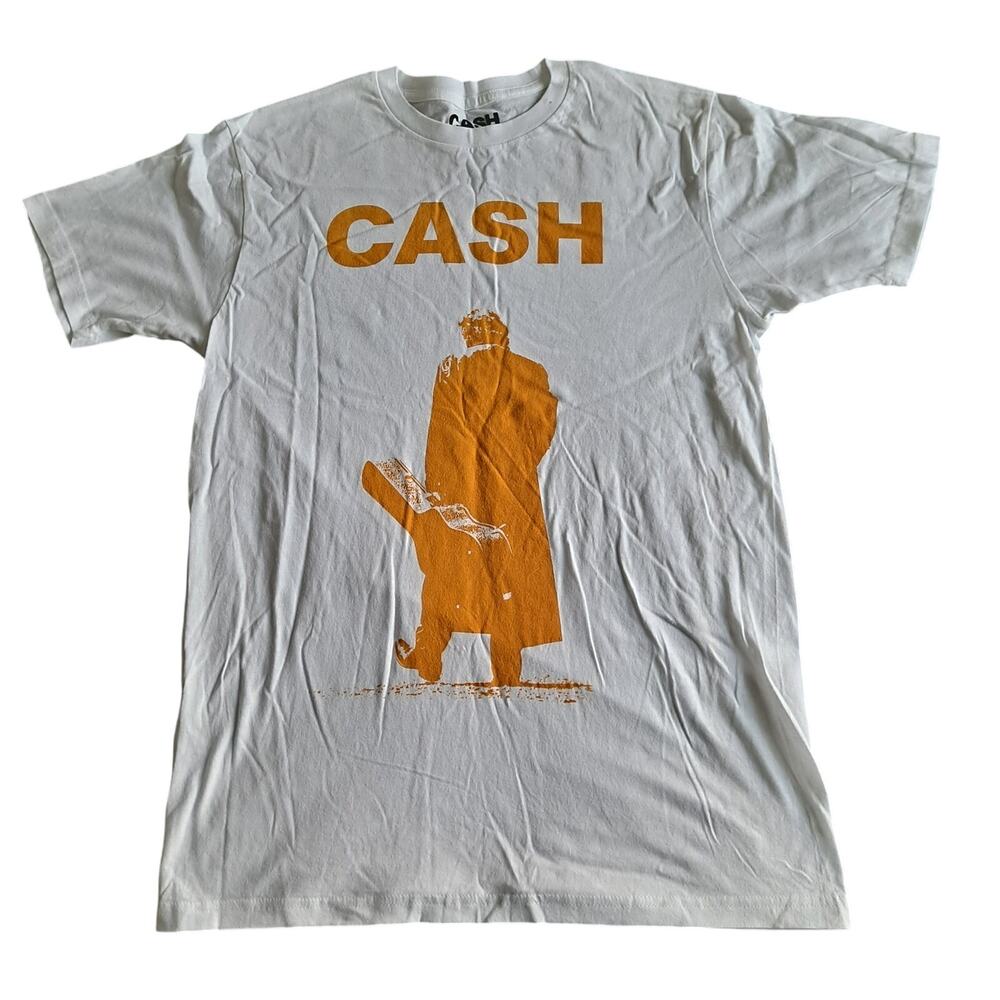 Cash Orange Logo Graphic Print Tee Short Sleeve T-Shirt Top White Size L NWOT